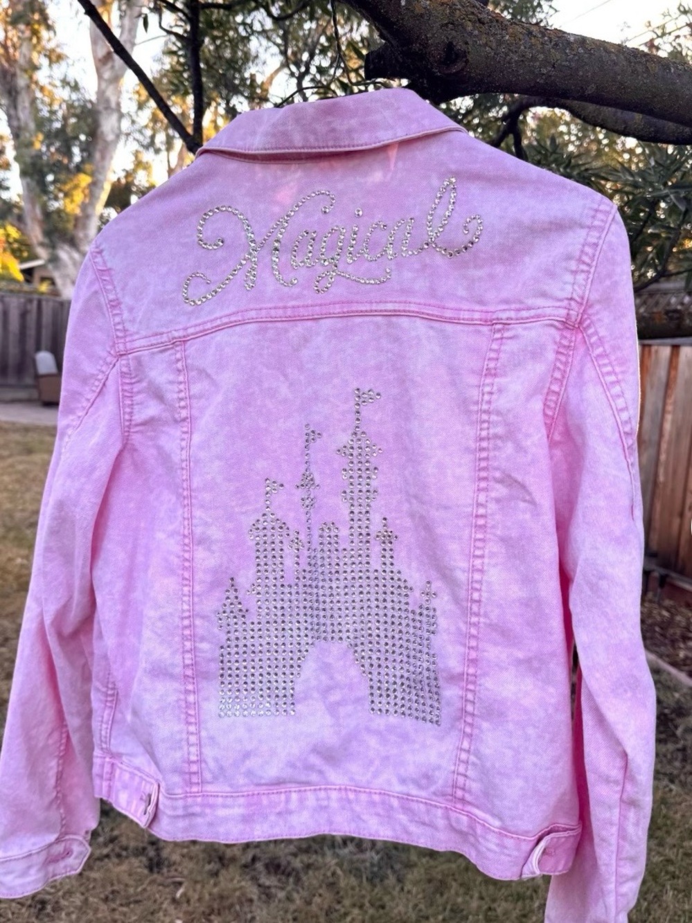Girls' Pink 'Magical' Embellished Denim Jacket